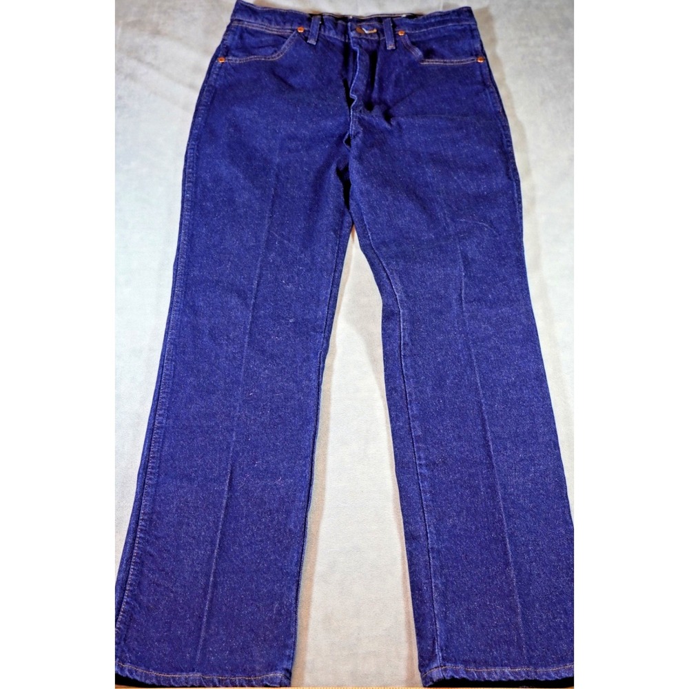 Wrangler 937STR‎ Denim Jeans Men's 33x34 Dark Blue Rodeo Cowboy Creased
